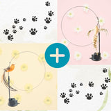 FunBird™ | Jouet Interactif Jouet Interactif LeChatCharmant Pack de 2 (2 Cannes + 2 VENTOUSE + 2 Oiseaux Orange- Bleu ) 